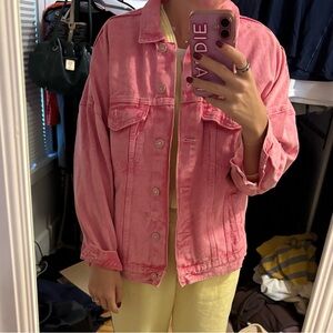 Bershka Vibrant Pink Denim Jacket